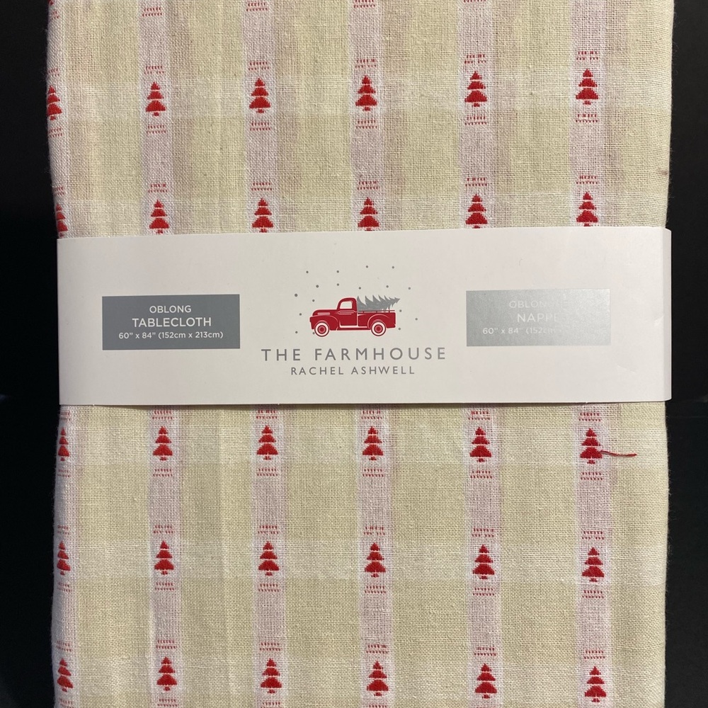 Simply Shabby Chic Rachel Ashwell, The Prairie Oblong Christmas Tablecloth, NWT